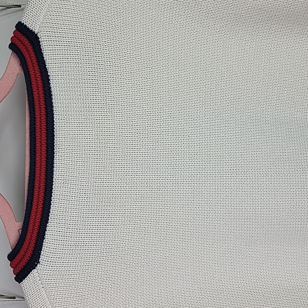 J. Crew Cream Bouclé Cardigan with Navy & Red Trim. Size XXL - Picture 12 of 14
